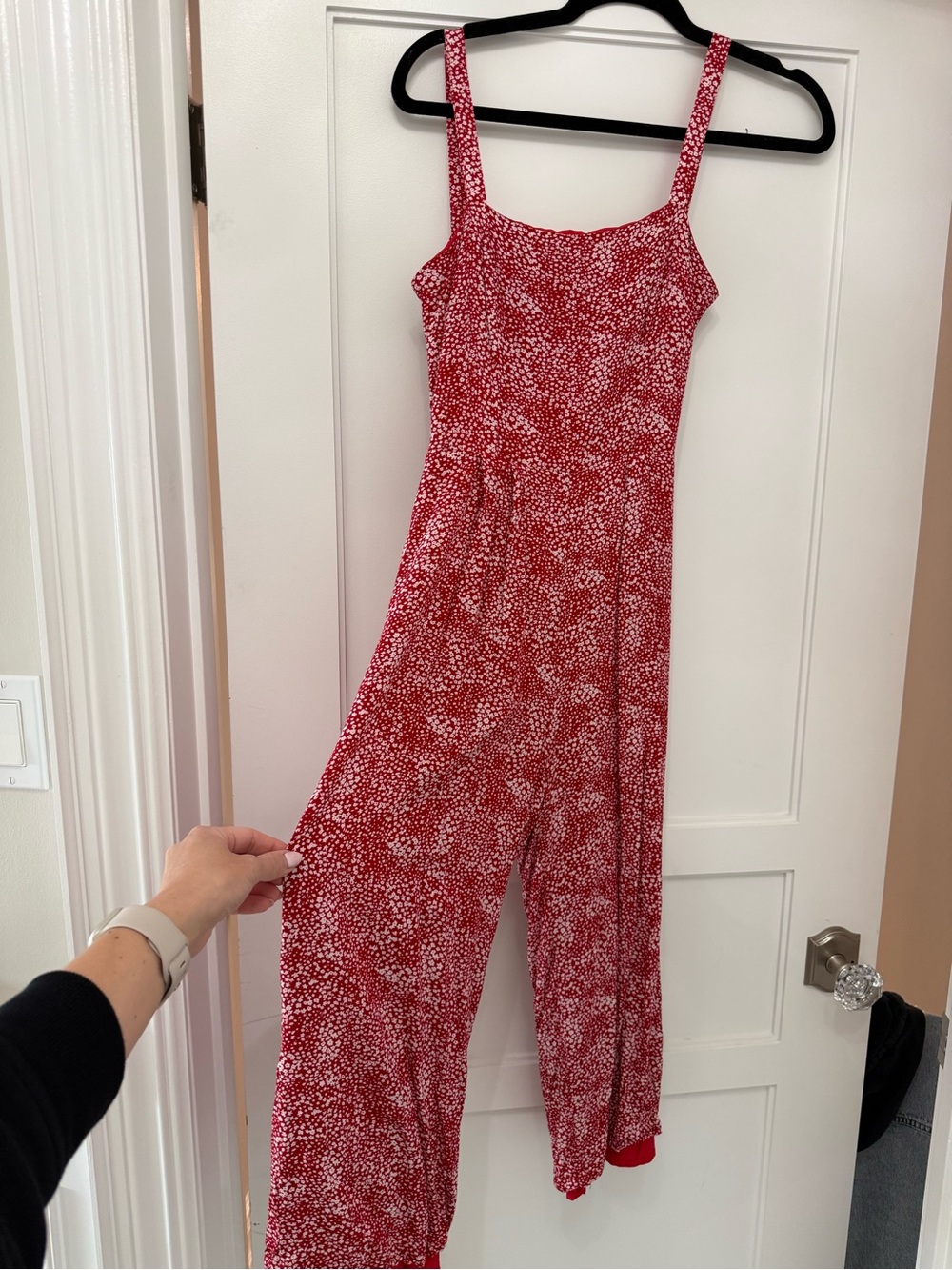 Pink Lily Red Printed Wide-Leg Romper Jumpsuit